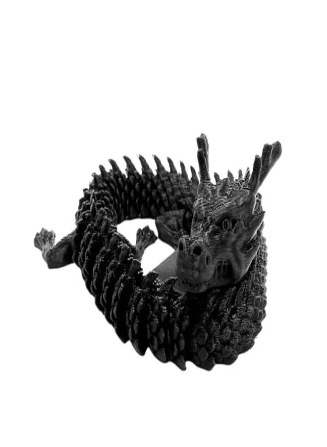 CERO ® 3D Printed Single Flexi Chinese Dragon/Home Decor/Display (Black PLA Plastic) - Image 1